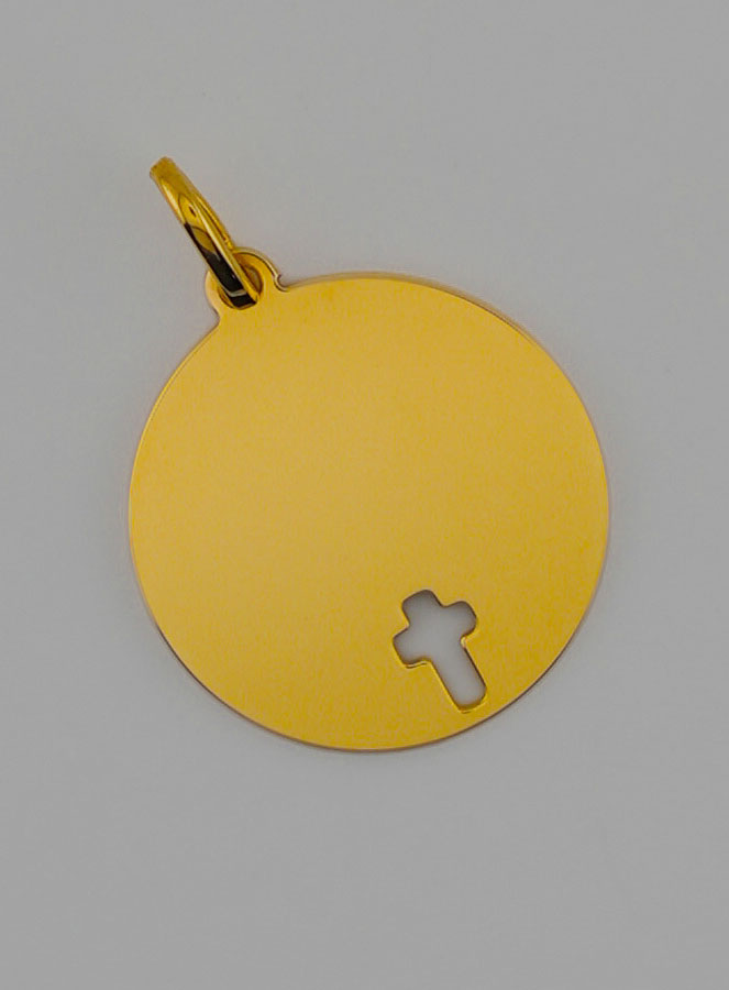 Medalla Cruz de Cristo para Grabar en línea - 16 mm - Oro macizo de 18 quilates (pic 2)