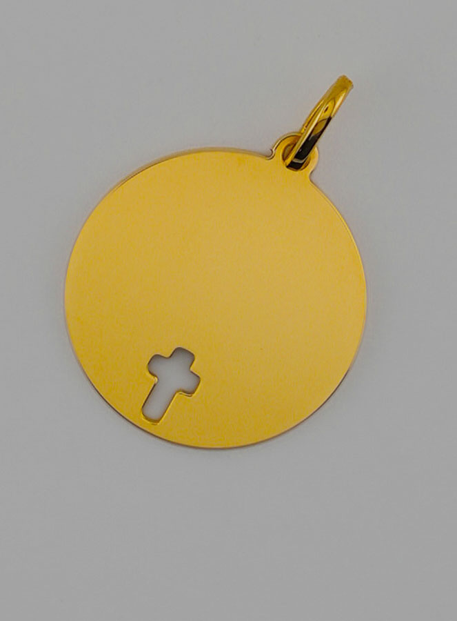 Medalla Cruz de Cristo para Grabar en línea - 16 mm - Oro macizo de 18 quilates (pic 3)