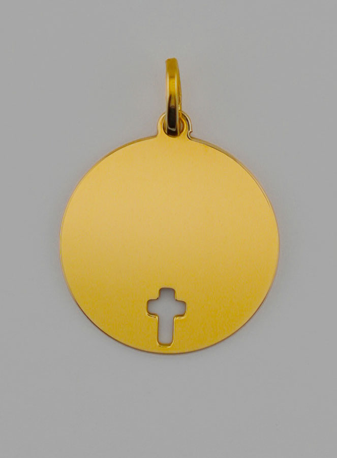Medalla Cruz de Cristo para Grabar en línea - 16 mm - Oro macizo de 18 quilates (pic 4)