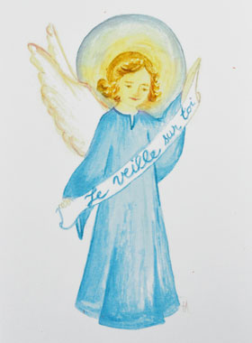 Tarjeta de Bautizo Niño Azul - Yo te cuido (pic 1)