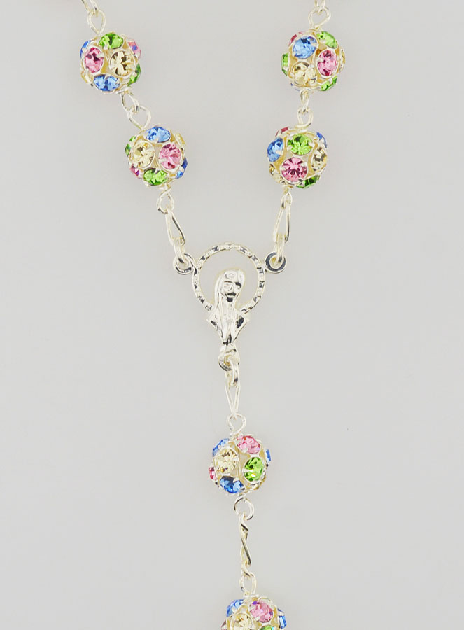 Rosario en Plata y Cuentas de Cristal 8mm (pic 4)