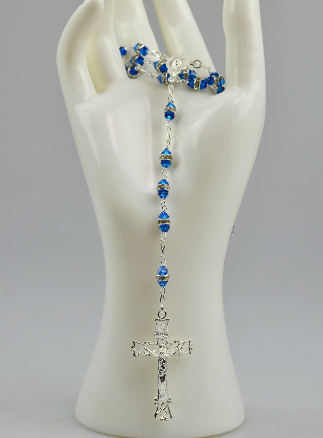 Rosario en Plata y Cristal de Azul Zafiro (pic 2)