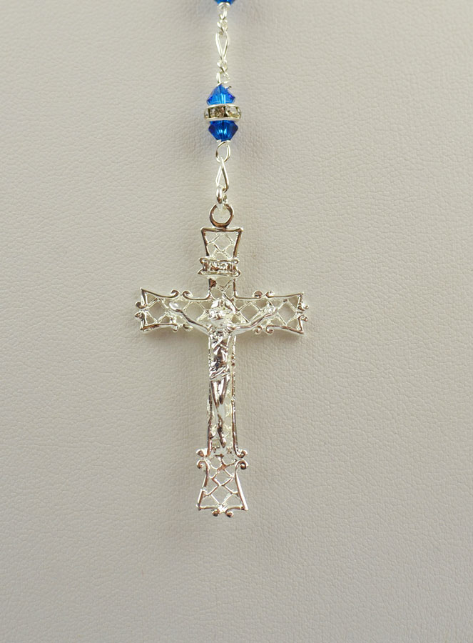 Rosario de cristal de de plata y zafiro azul (pic 4)