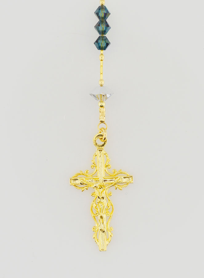 Rosario de Cristal Azul y Chapado en Oro de 18k (pic 3)
