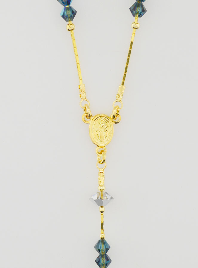 Rosario de Cristal Azul y Chapado en Oro de 18k (pic 4)