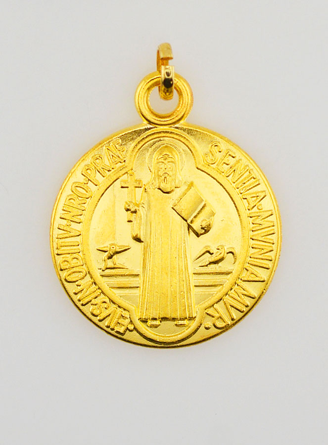 Medalla de San Benito - Metal Dorado - 22 mm (pic 3)