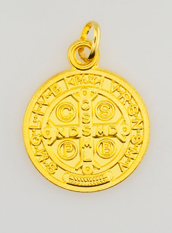 Medalla de San Benito - Metal Dorado - 22 mm (pic 4)