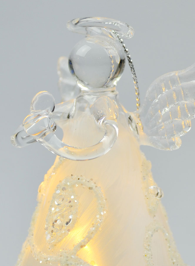 Ángel navideño de cristal luminoso de 8 cm - Decoración de hojas (pic 4)
