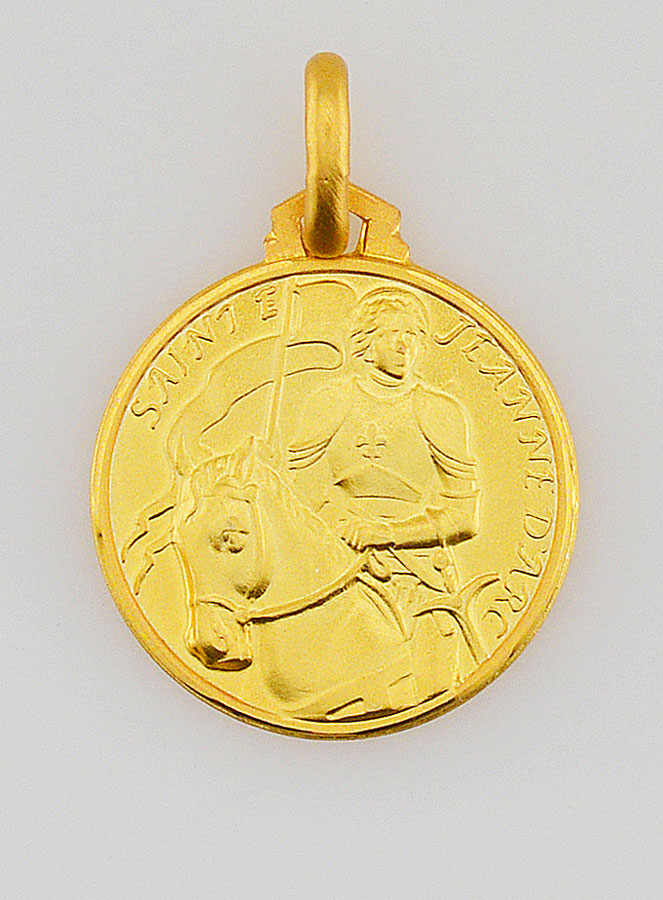 Medalla de Santa Juana de Arco Chapada en Oro - 16 mm (pic 1)