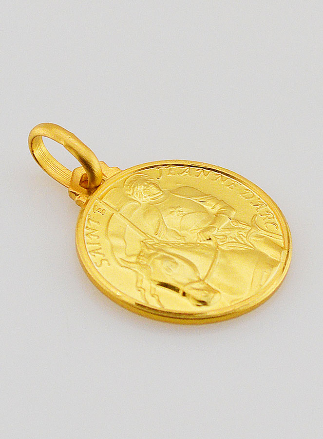 Medalla de Santa Juana de Arco Chapada en Oro - 16 mm (pic 2)