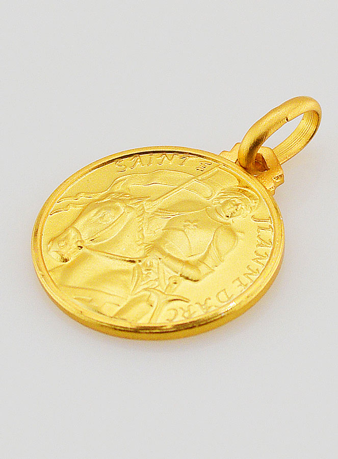 Medalla de Santa Juana de Arco Chapada en Oro - 16 mm (pic 3)
