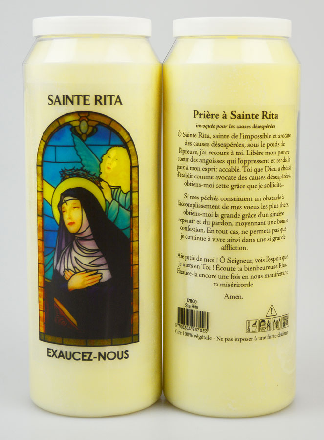 3 Candele Novena Per Santa Rita Con Preghiere – Culto Cristiano In Cera Vegetale – Articolo Religioso Da Lourdes