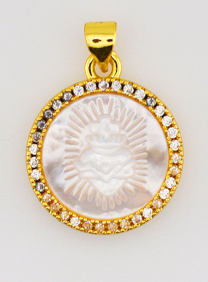Medalla dorada de nácar Ex-Voto 22mm (pic 1)