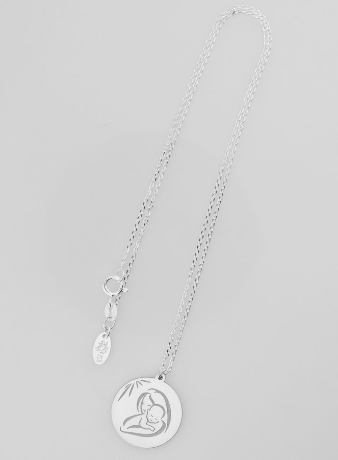 Medalla y cadena de la Virgen con el Niño - Plata 925 (pic 2)