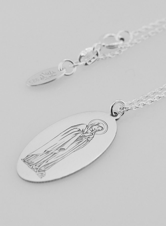 Medalla Virgen María + Cadena - Plata de Ley (pic 1)