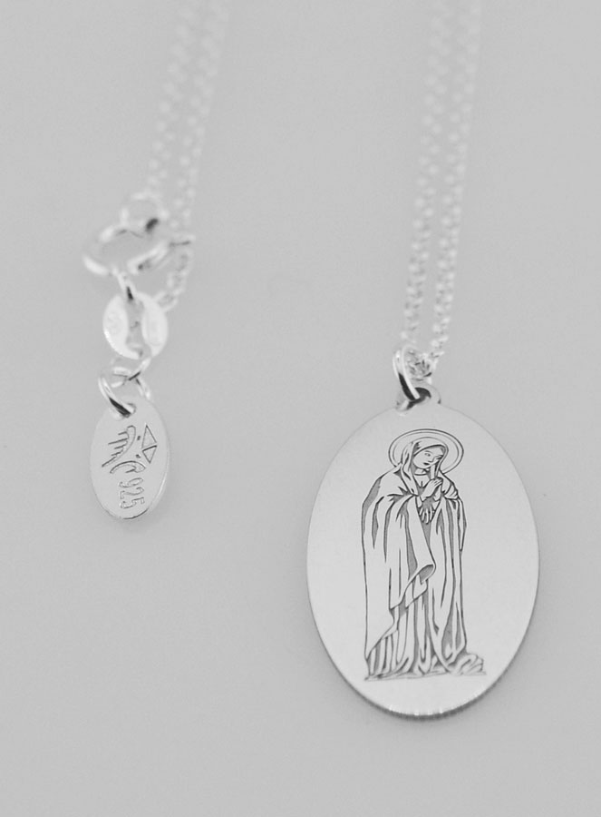 Medalla Virgen María + Cadena - Plata de Ley (pic 3)