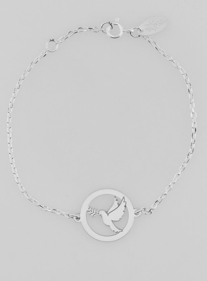 Pulsera de plata de ley - Paloma y rama (pic 1)