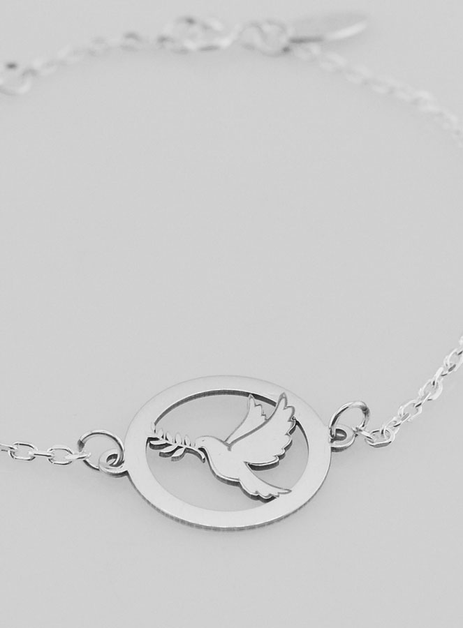 Pulsera de plata de ley - Paloma y rama (pic 2)