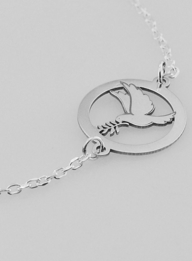 Pulsera de plata de ley - Paloma y rama (pic 3)
