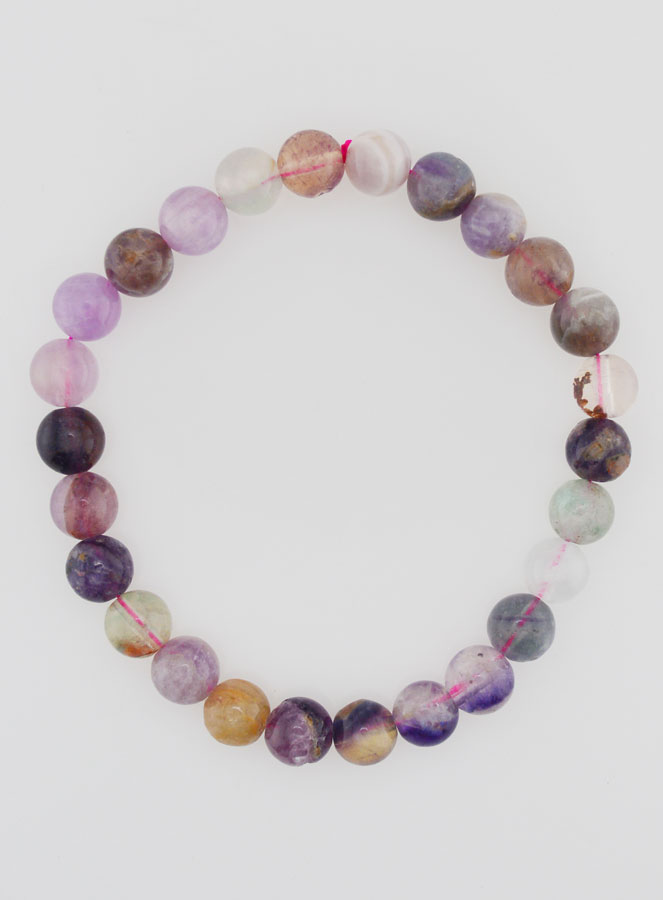 Pulsera en Piedra Natural de fluorita multicolor AA - 6 mm (pic 1)