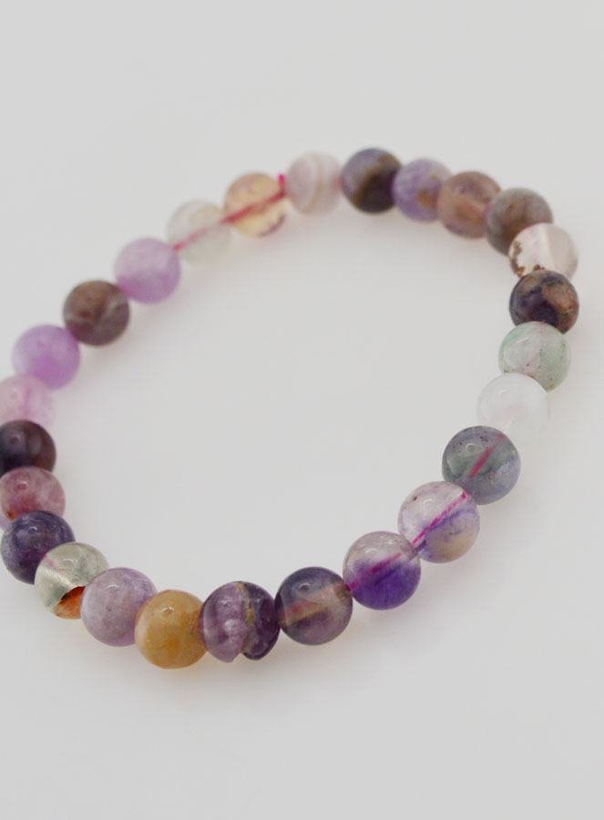 Pulsera en Piedra Natural de fluorita multicolor AA - 6 mm (pic 4)