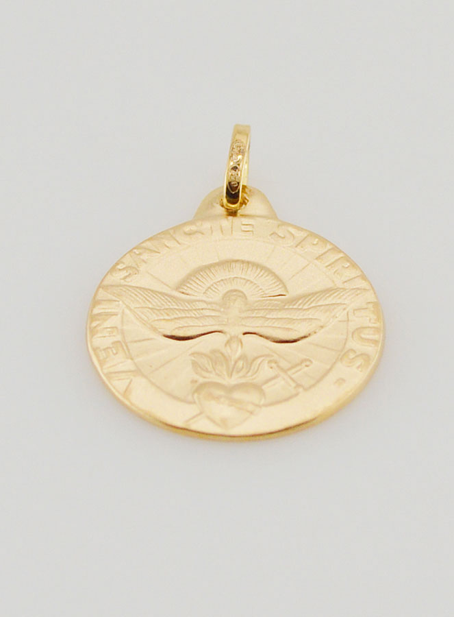 Medalla de Confirmación del Espíritu Santo en Oro de 18 quilates (pic 2)
