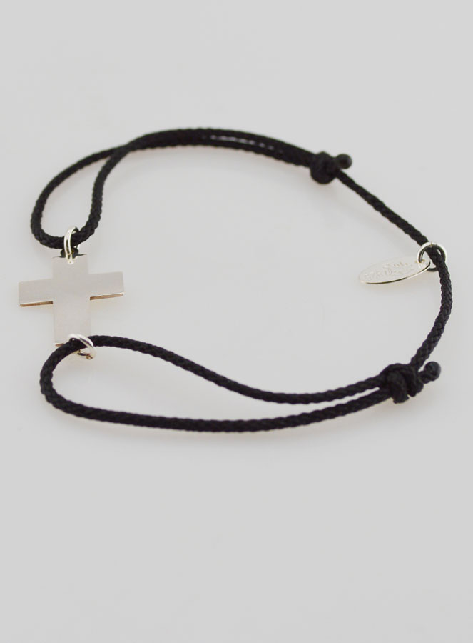 Pulsera Plateada y Cuerda Negra con Cruz (pic 2)