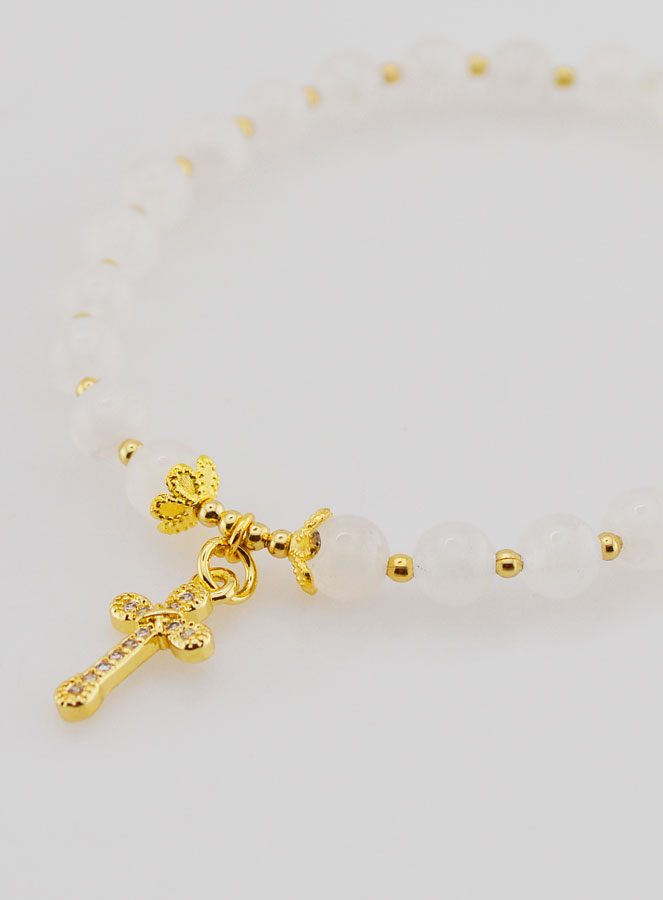 Pulsera con Cruz - Piedra de luna de 6 mm (pic 3)