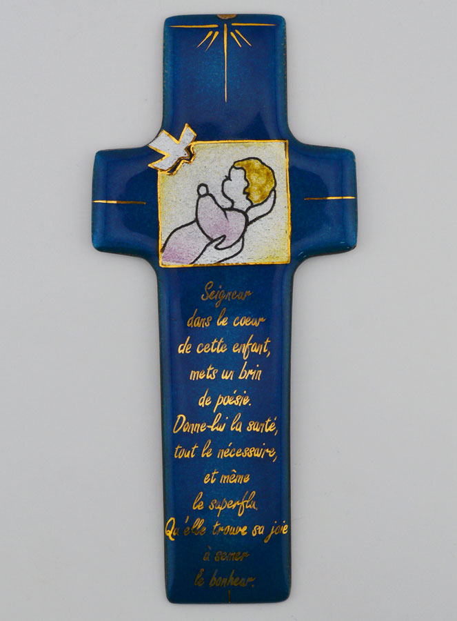 Cruz de Bautismo para Niña y Oración en Esmaltes Libaneses (pic 1)