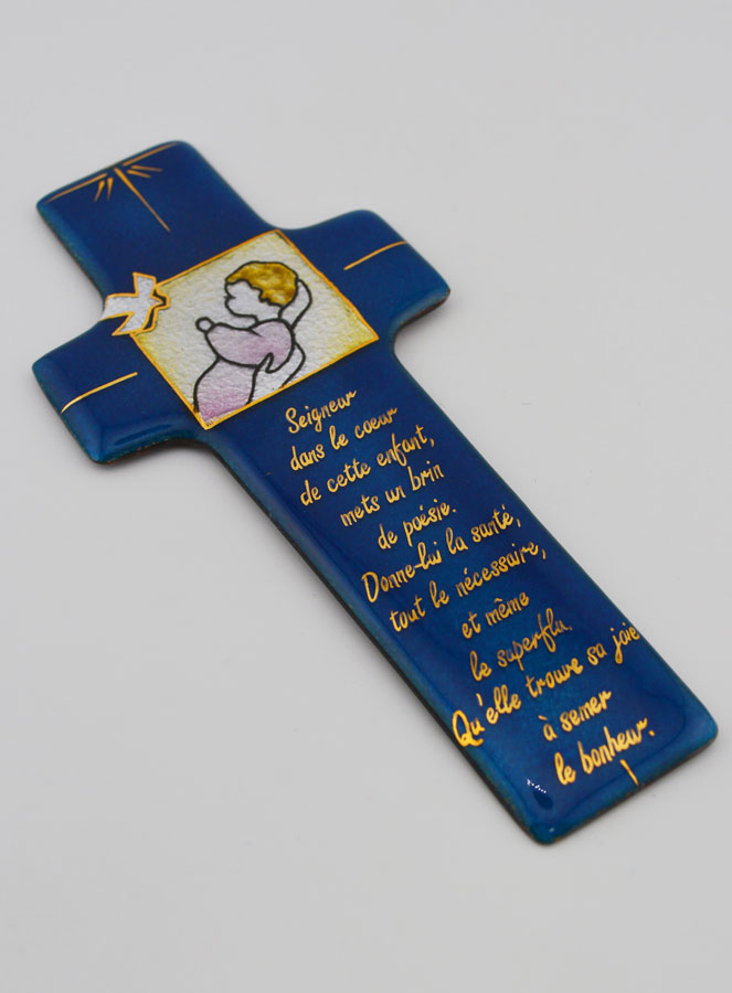 Cruz de Bautismo para Niña y Oración en Esmaltes Libaneses (pic 3)