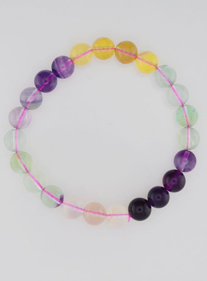 Pulsera de Piedra Natural de Fluorita Multicolor AA - 8 mm (pic 1)