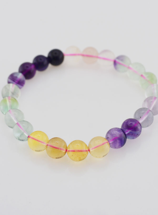 Pulsera de Piedra Natural de Fluorita Multicolor AA - 8 mm (pic 2)