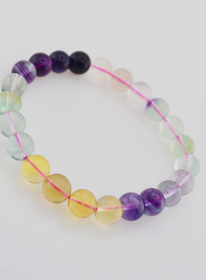 Pulsera de Piedra Natural de Fluorita Multicolor AA - 8 mm (pic 3)