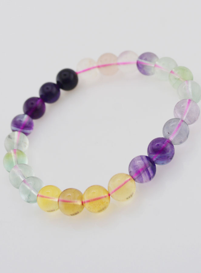 Pulsera de Piedra Natural de Fluorita Multicolor AA - 8 mm (pic 4)