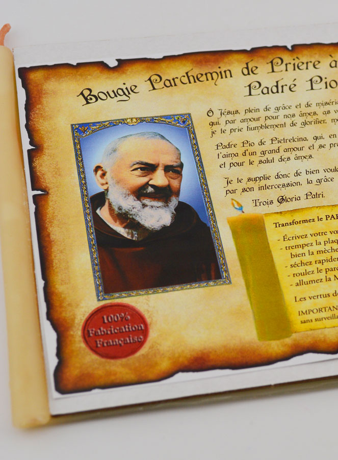 Vela Pergamino de Oración con Cera de Incienso - Padre Pío (pic 3)