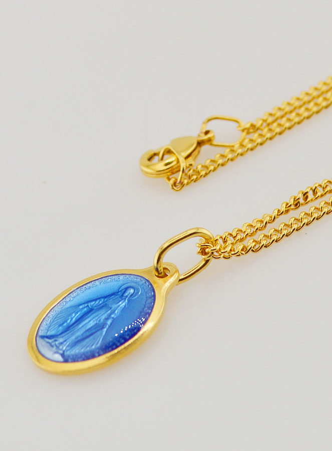 Medalla Milagrosa Azul y Cadena de 45 cm (pic 1)
