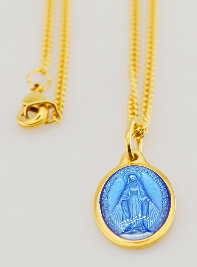 Medalla Milagrosa Azul y Cadena de 45 cm (pic 3)