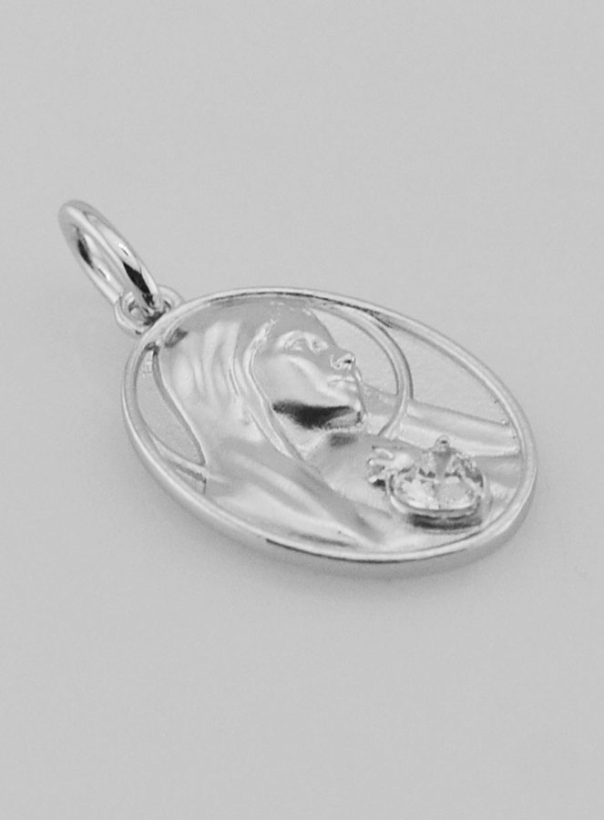 Medalla de Plata y Circón del Sagrado Corazón de María - 19 mm (pic 3)