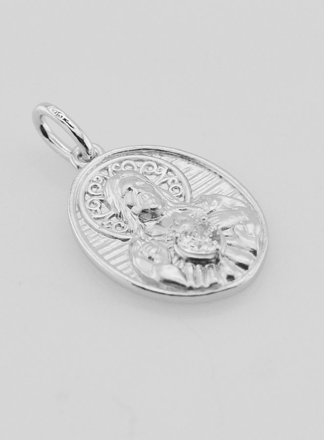 Medalla de Plata y Circonita del Sagrado Corazón de Jesús - 19 mm (pic 3)