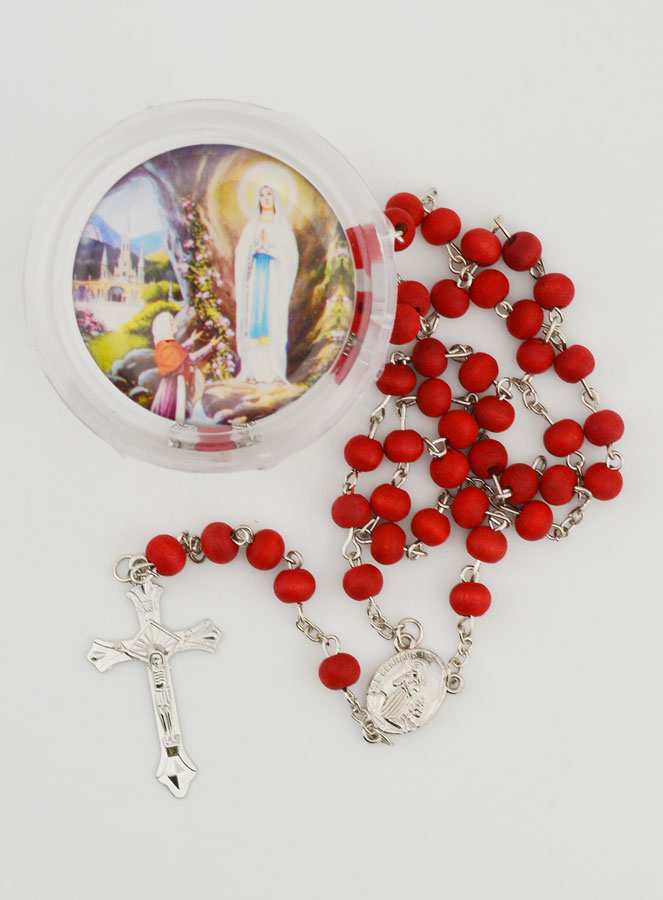 Rosario de Lourdes de Madera de Palo de Rosa (pic 2)