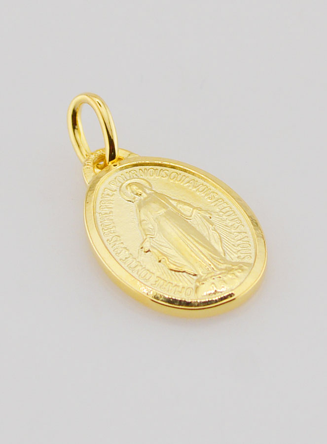 Medalla Milagrosa bañada en oro sobre base de plata - 16mm (pic 4)