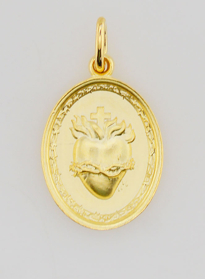 Medalla Sagrado Corazón de Jesús bañada en oro - 19 mm (pic 1)
