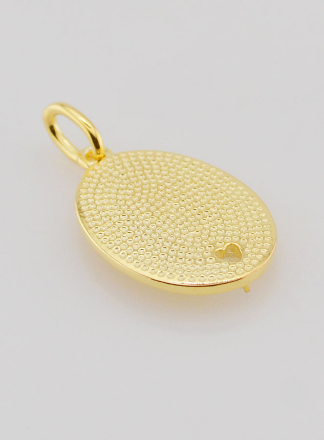 Medalla del Sagrado Corazón de María bañada en oro y circonitas - 19 mm (pic 4)