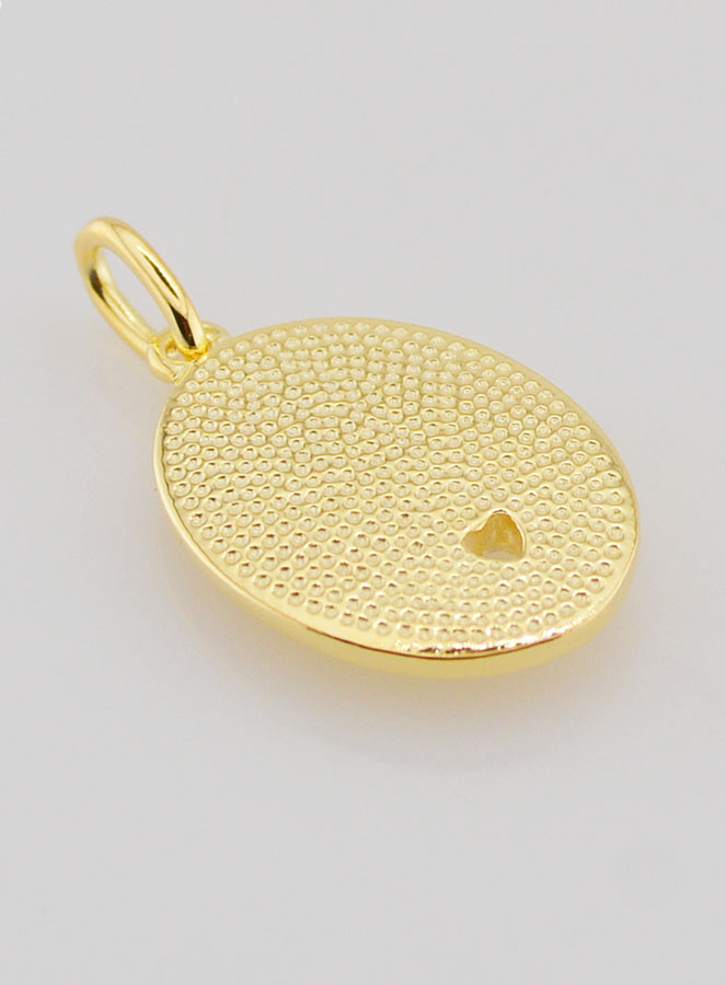 Medalla del Sagrado Corazón de Jesús bañada en oro y circonitas - 19 mm (pic 4)