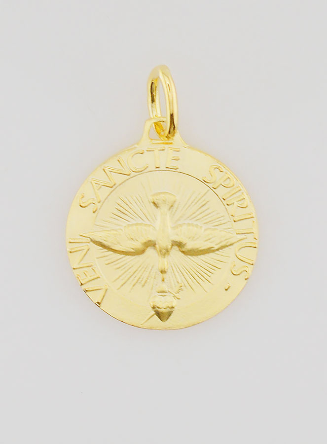 Medalla del Espíritu Santo e Himno bañada en oro - 18 mm (pic 1)