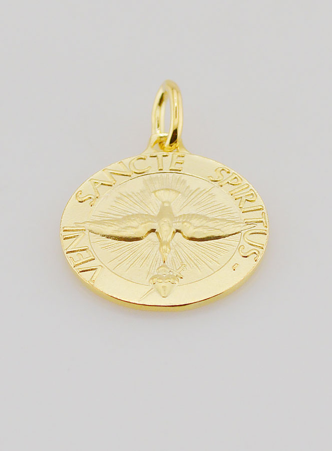 Medalla del Espíritu Santo e Himno bañada en oro - 18 mm (pic 2)