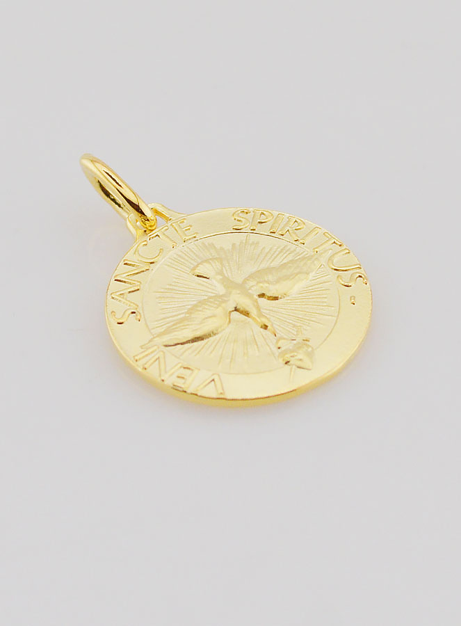 Medalla del Espíritu Santo e Himno bañada en oro - 18 mm (pic 3)