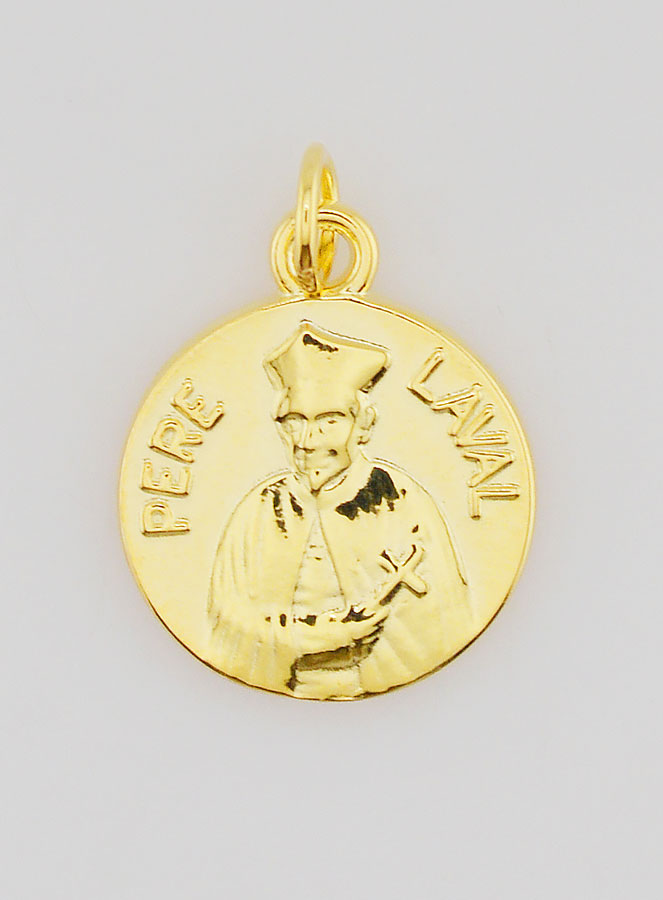 Medalla del Padre Laval bañada en oro - 18 mm (pic 1)
