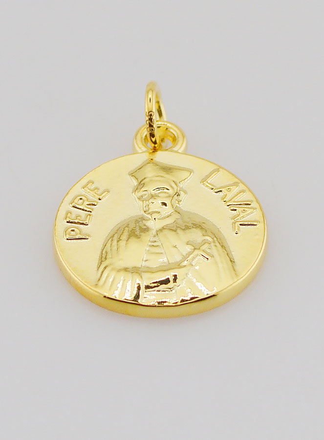 Medalla del Padre Laval bañada en oro - 18 mm (pic 2)