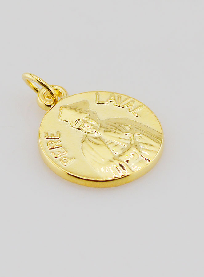 Medalla del Padre Laval bañada en oro - 18 mm (pic 3)
